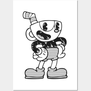 Monochrome Cuphead Posters and Art